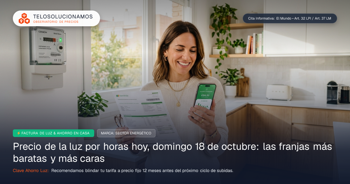 Precio de la luz hoy: cómo afecta a tu factura y cómo blindarte | Telosolucionamos